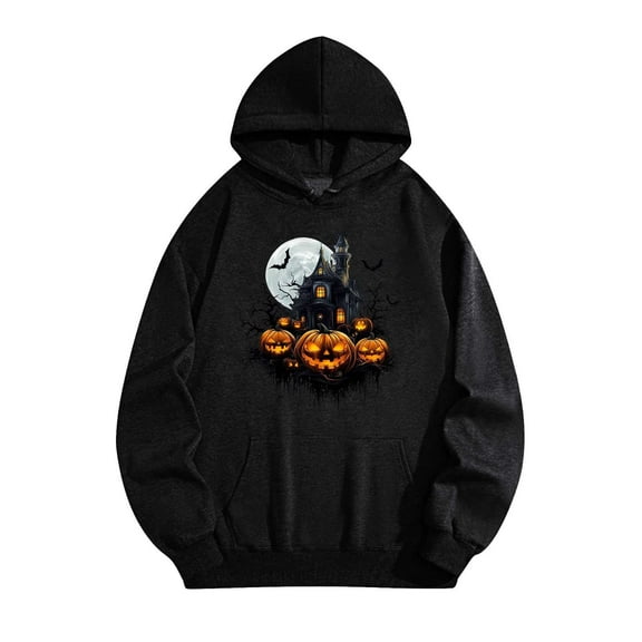 Chaoheng Hoodies for Women Plus Size Unisex Halloween Print Hoodie,Cozy Pullover with Drawstring,Fall Graphic Sweatshirt