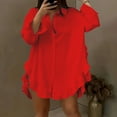 thumbnail image 1 of Chaoheng Long Sleeve Blouses for Women Plus Size Women's Flounce Hem Blouse Oversized Ruffle Dress Shirt, 1 of 1