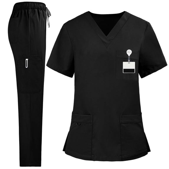 Chaoheng Nurse Uniform Scrub Sets Women's Drawstring Waist Scrub Pants Set Loose Medical Work Uniform