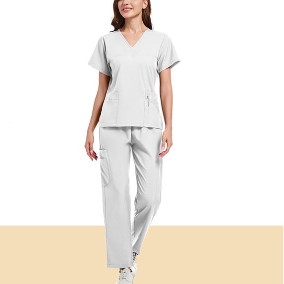 Chaoheng Nurse Uniform Scrub Sets Women's Short Sleeve V-Neck Scrub Set Hospital Medical Uniform for Doctors & Nurses