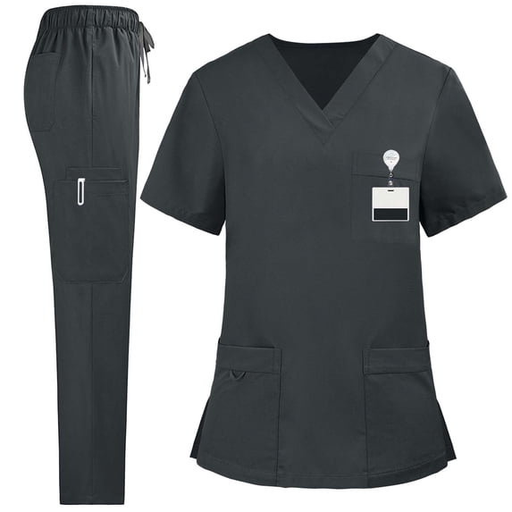 Chaoheng Nurse Uniforms Set Women Women's Drawstring Waist Scrub Pants Set Loose Medical Work Uniform