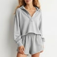 thumbnail image 1 of Chaoheng Pullover Sweaters for Women Women's V-Neck Hooded Sweatshirt,Solid Color Drawstring Pullover,Long Sleeve Casual Top, 1 of 8