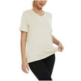 thumbnail image 1 of Chaoheng Women Blouses under $10 Women's Plus Size Solid Color V-Neck Short Sleeve Shirt,Beige S, 1 of 5