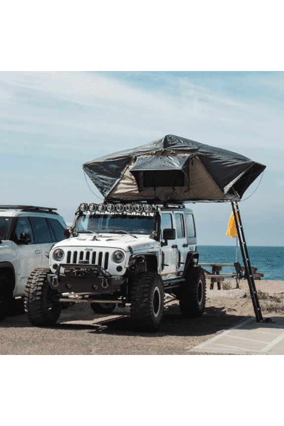 Chaopaodi Apolle A86 M, Soft Shell Rooftop Tent, Fits 2 People, Made with Waterproof Material and a Rainfly-Fold Design, Clamshell Army Green Roof top Tent for Overlanding Hunting, Ladder Included