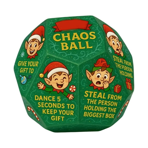 Chaos Ball Party Game Interactive Dice for Gift Exchange Family Holiday Gatherings Fun Group Activity Christmas Entertainment