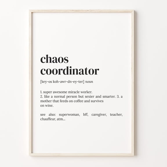 Chaos Coordinator Definition Mom Boss, Unframed Canvas