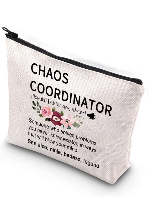 Chaos Coordinator Funny Definition Zipper Pouch Makeup Bag