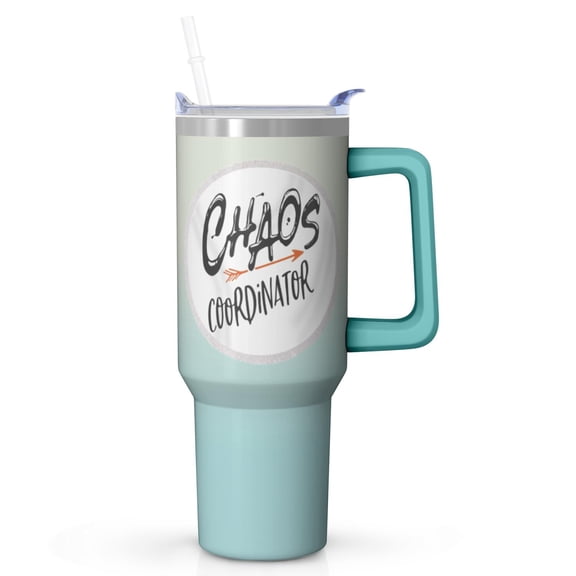 Chaos Coordinator Gifts - 40 Oz Tumbler With Handle & Straw, Stainless Steel Insulated Cup, Cute Funny Coffee Mug For Boss, Coworker, Teacher, Nurse, Mom, Best Friend, Sister, Wife, Unique Gift Idea