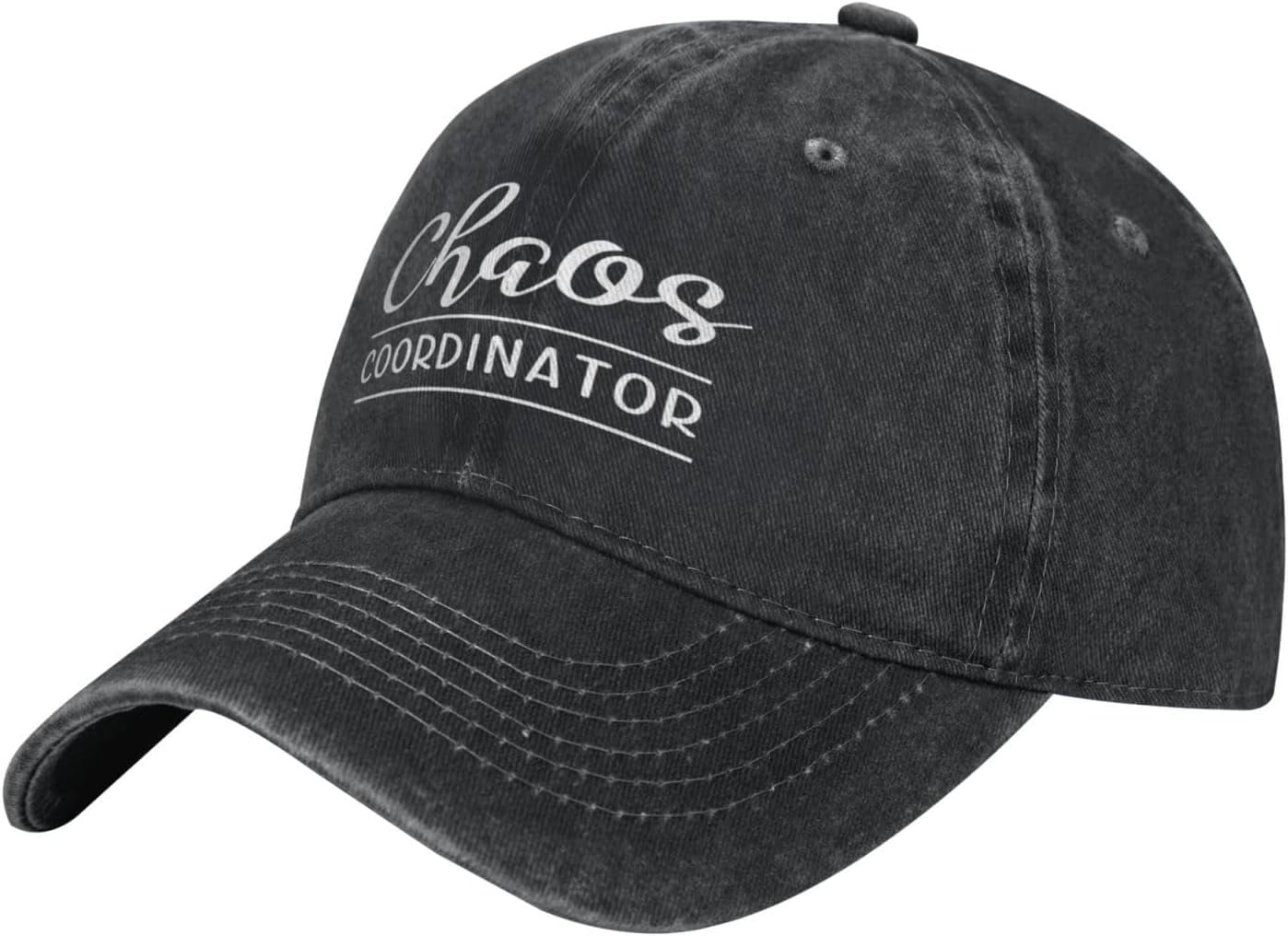 Chaos Coordinator Funny Baseball Cap – Vintage Washed Cotton, Adjustable, One Size Fits Most, Black