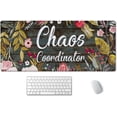 thumbnail image 1 of Chaos Coordinator Motivational Quote Mouse pad 35.4 x 15.7 Inch XXL Floral Full Desk Mousepad Extended Large Non-Slip Rubber Base Waterproof Big Keyboard Mat with Stitched Edges for Gaming and Office, 1 of 6