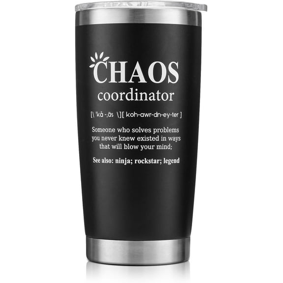 Chaos Coordinator Mug, Fun Birthday Gifts for Men, Boss, Assistant, Coworker, Teacher Appreciation Gifts. Thank You Gifts, Administrative Professional Day Gifts, 20 Oz Black