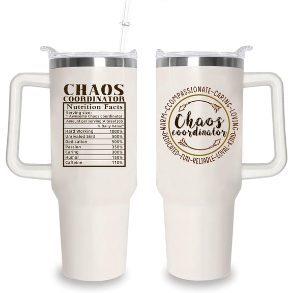 Chaos Coordinator Tumbler 40Oz, Coordinator Gifts for Women, Thank You Gifts for Women Boss Lady Gifts for Women Birthday Gifts for Dad, Boss, Coworker, Manager, Teacher, Friends