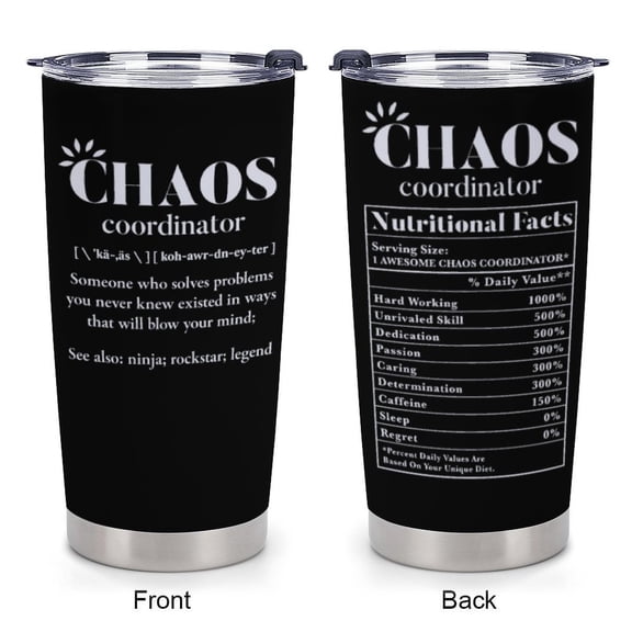 Chaos Coordinator Tumbler Thank You Gifts Water Bottle Boss Gifts Double Wall Travel Coffee Mug Stainless Steel Vacuum Insulated Thermal Cup for Men Secretary Supervisor Leader Mentor Boss