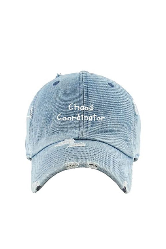 Chaos Coordinator Vintage Baseball Cap Embroidered Cotton Adjustable Distressed Dad Hat Light Denim