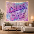 thumbnail image 1 of "Chaos, But Cute" Phrase in Fluffy Pastel Clouds, Playful Illustration for Teen Girls, Y2K Inspirational Room Decor, Housewarming Gift Tapestry Wall Hanging for Dorm and Bedroom, 1 of 7
