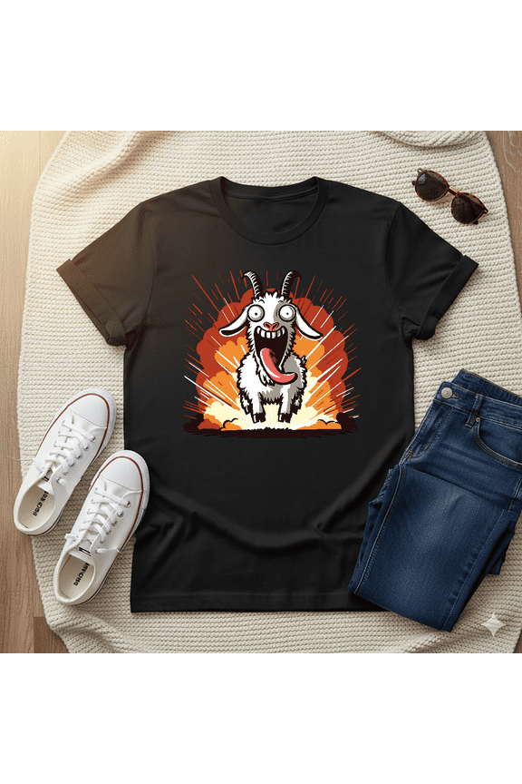 Chaos Goat Explosion Funny Farm Simulation Gamer Humor Unisex T-shirt V14987, up to size 5XL