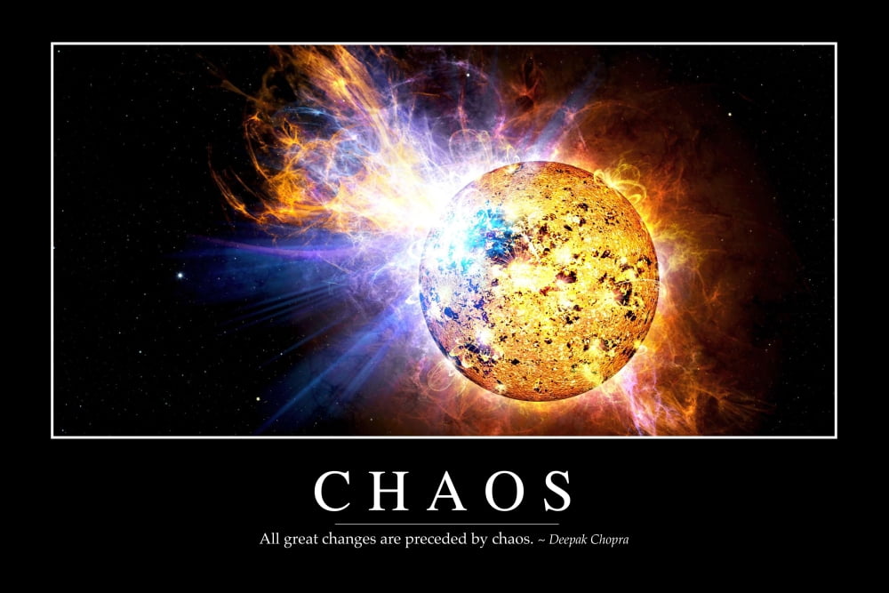 Chaos Inspirational Quote and Motivational Poster Canvas Art - Stocktrek Images (34 x 23)