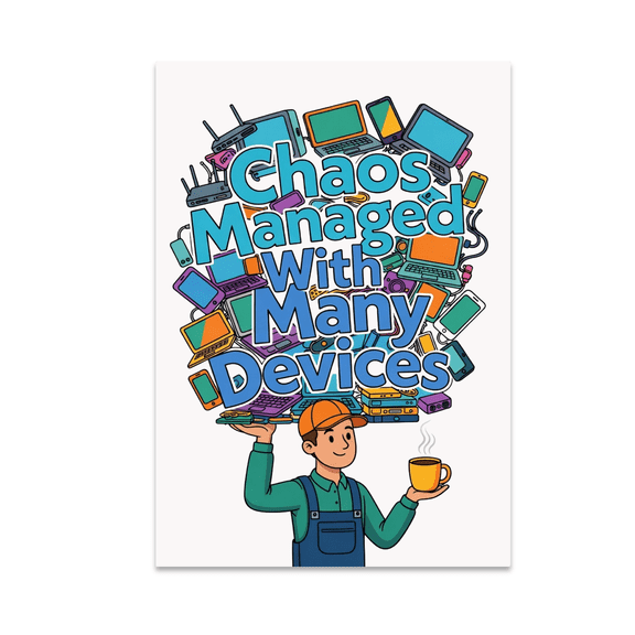Chaos Managed With Many Devices - Endpoint Support Technician - 13x19 Poster Print