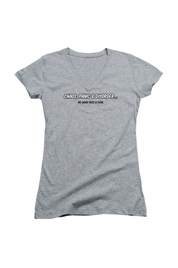 - Chaos Panic Disorder - Juniors Cap Sleeve V-Neck Shirt - XX-Large