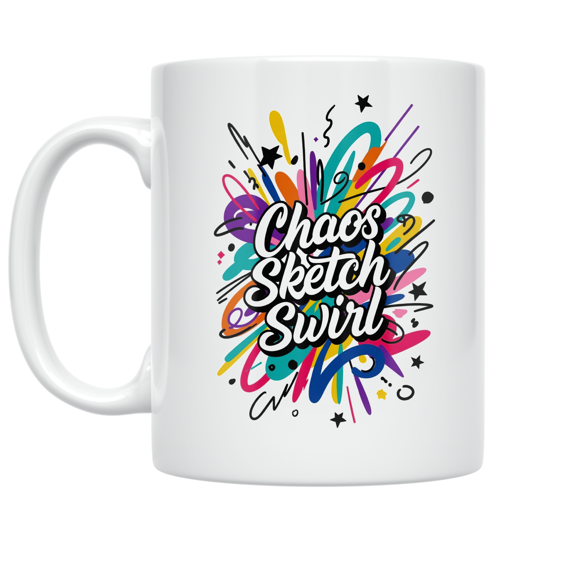Chaos Sketch Swirl Doodle Art - Art Enthusiast - 11 oz Ceramic Coffee Mug