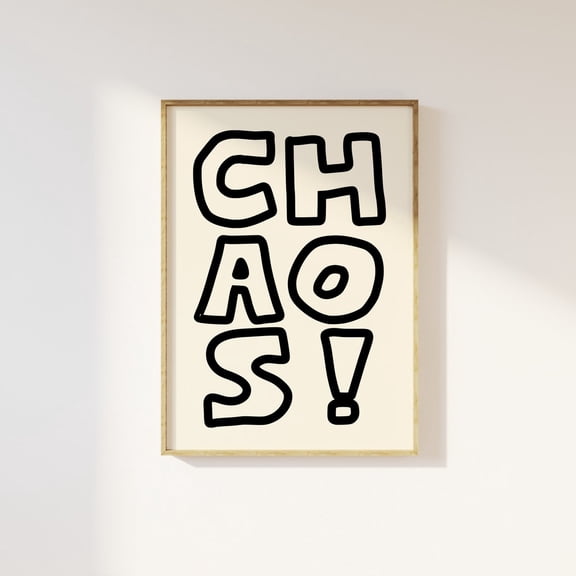 Chaos Typography Retro Bold Outline Gallery Wall Art, Unframed Poster