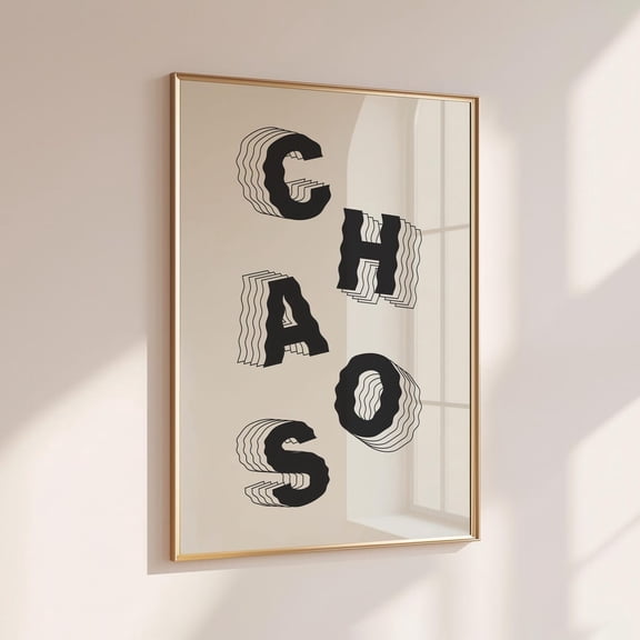 Chaos Typography Retro Neutral Wall Art, Unframed Canvas Size 12x18
