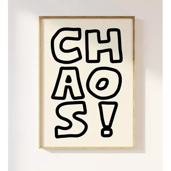 Chaos Typography Retro Print - Fun Bold Chaos Text Print Home Decor Office Wall Art