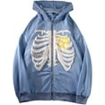 thumbnail image 1 of Chaos World Women's Zip Up Skeleton Print Hoodie Y2K E-Girl Long Sleeve Hooded Jacket Sweatshirt, 1 of 7