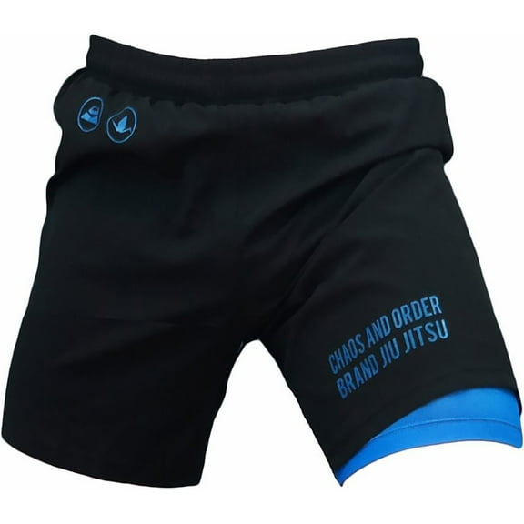 Chaos and Order Balance Series 2-Layer Premium No-Gi BJJ Shorts - 2XL - Black