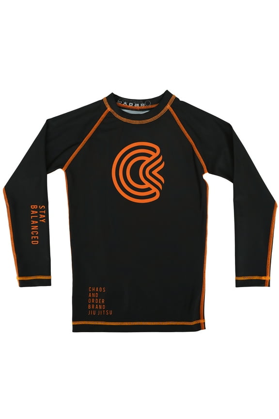 Kid's Base Label V2 Long Sleeve BJJ Rashguard - Medium - Black