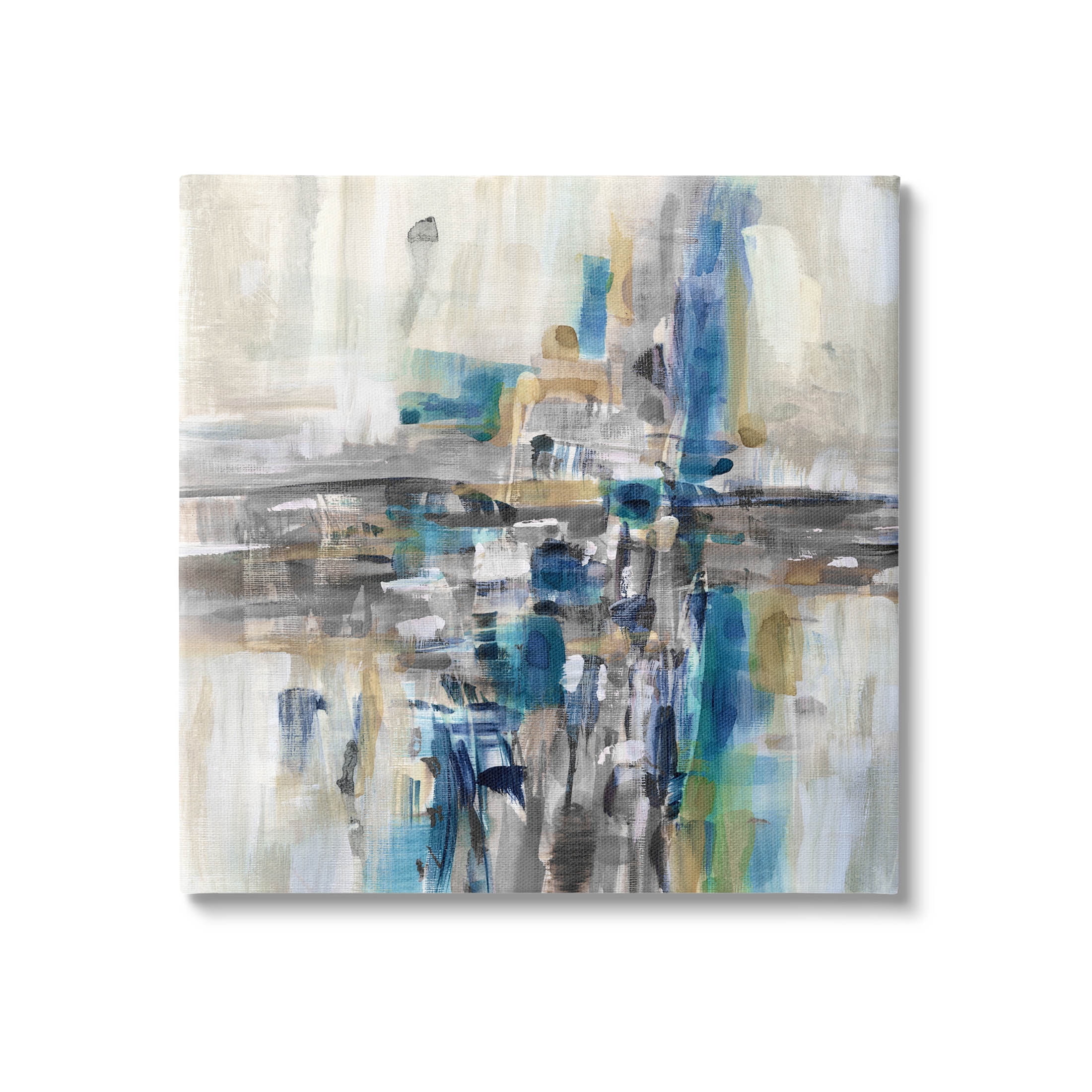 Chaotic Abstract Blue Arrangement Abstract Painting Gallery Wrapped Canvas Print Wall Art