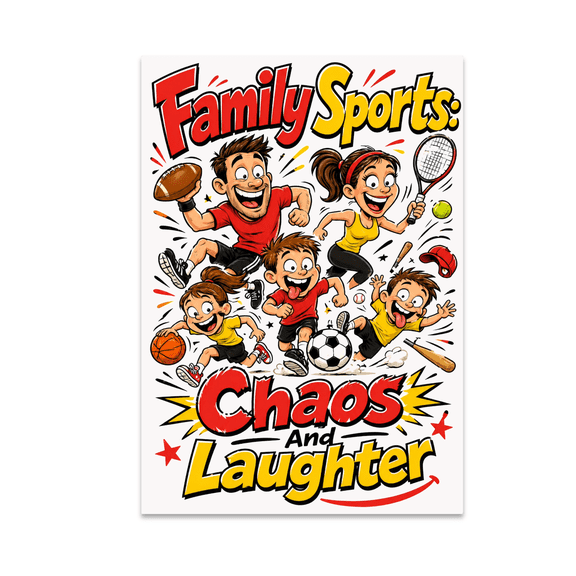 Chaotic Family Sports Art - Family Sports Enthusiast - 13x19 Poster Print
