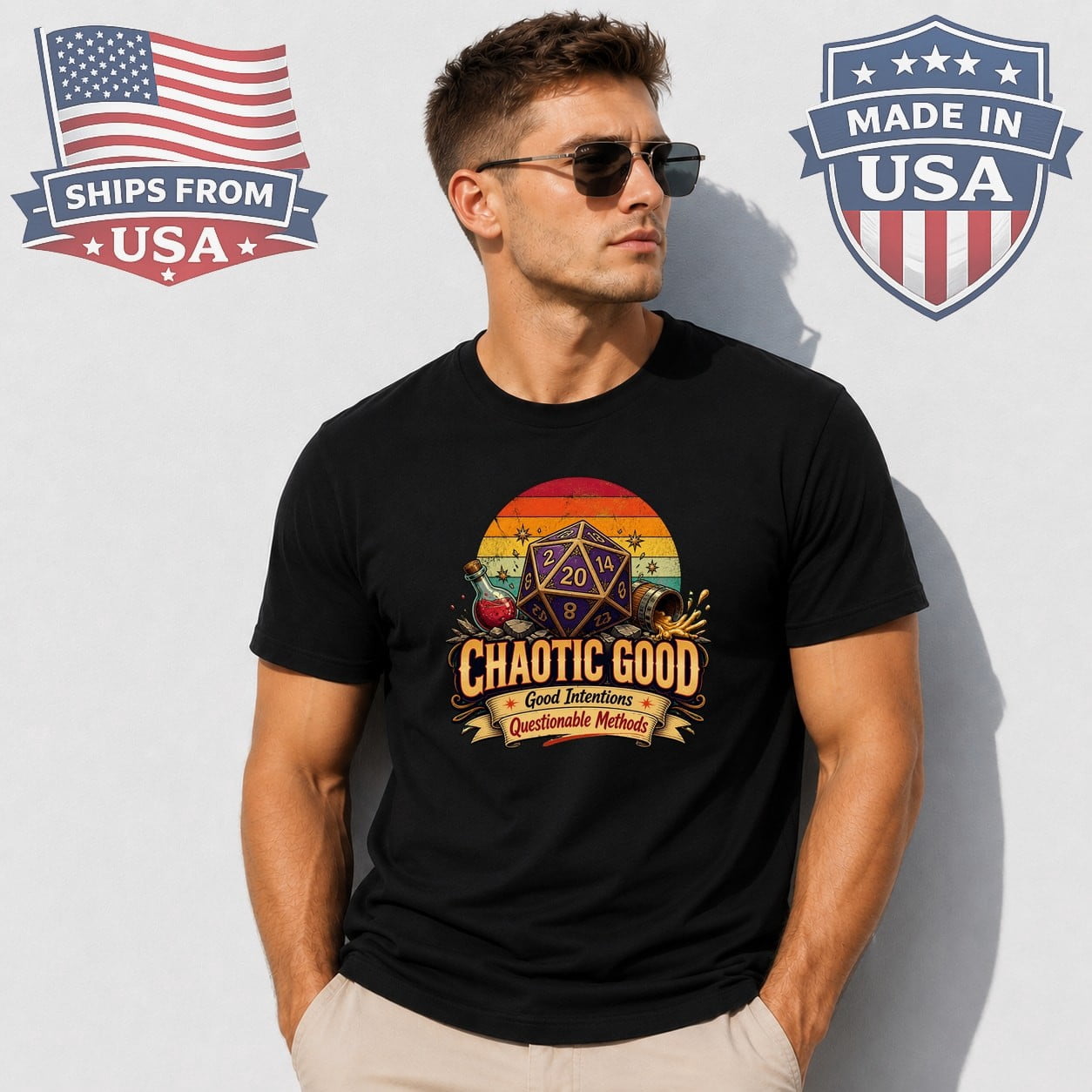 Chaotic Good Dice Saying Graphic T-Shirt - Walmart.com