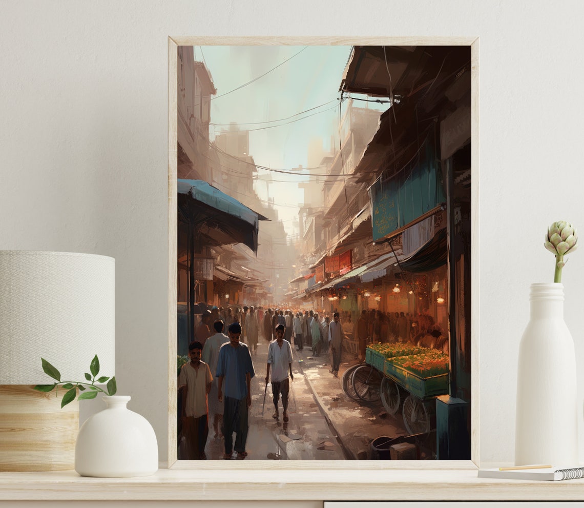 Chaotic Market Of Pakistan Scenery Art | Lahore Painting | Pakistan