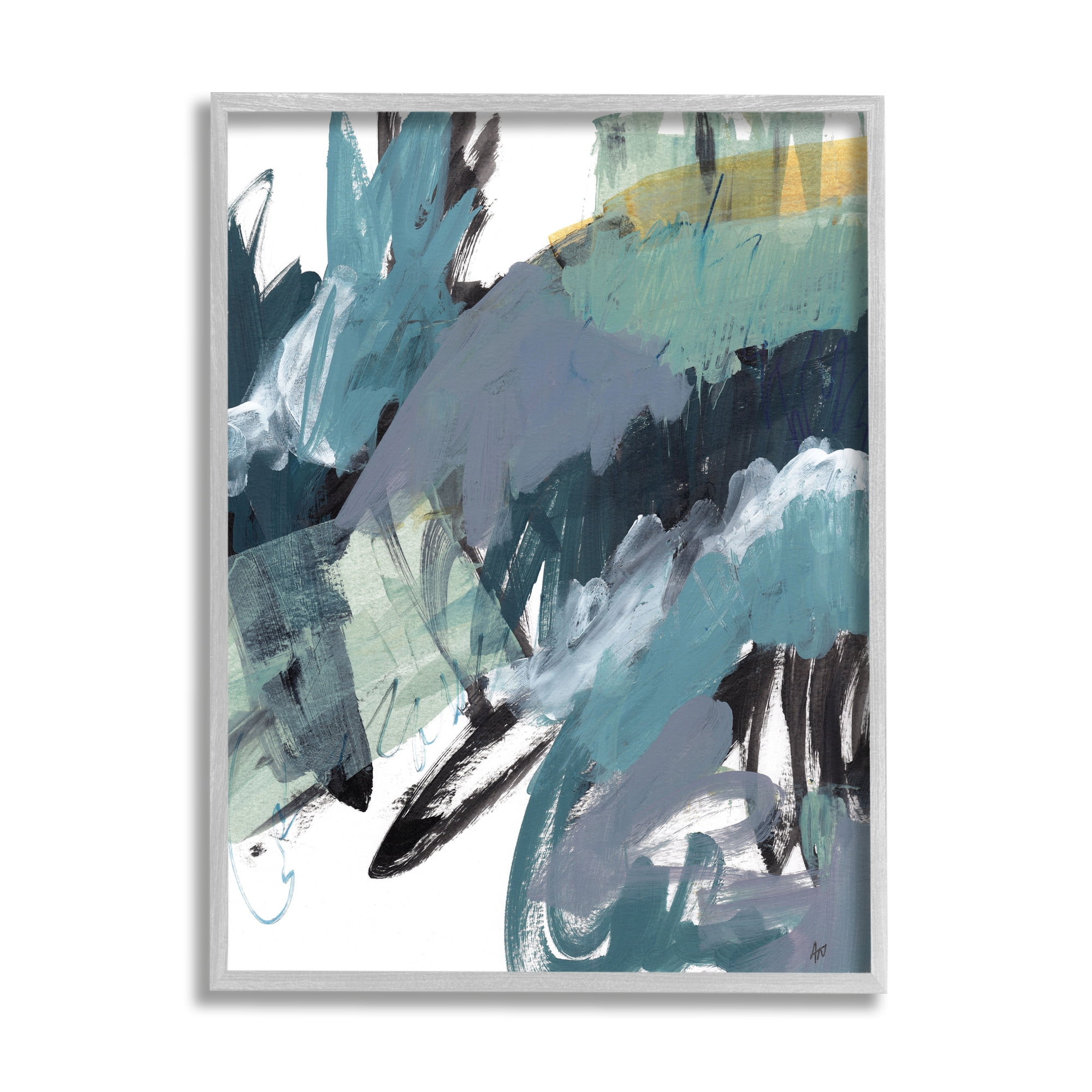 Stupell Industries Chaotic Paintbrush Strokes Abstract Green Blue,16 x 20,Designed by Ann Thompson Nemcosky
