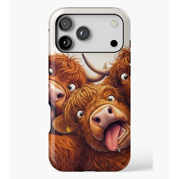 Chaotic Scottish Cow Selfie M2479, Protective Case for iPhone 17 16 15 14 13 12 11 Pro Max – Modern Unisex Style