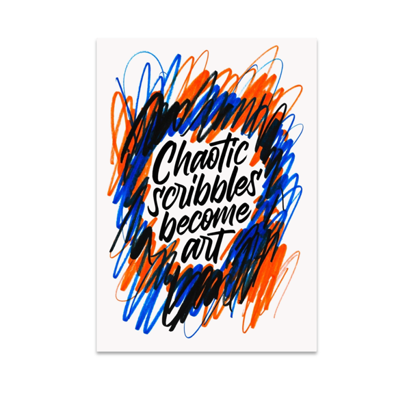 Chaotic Scribbles Become Art - Abstract Decor Enthusiast - 13x19 Poster Print