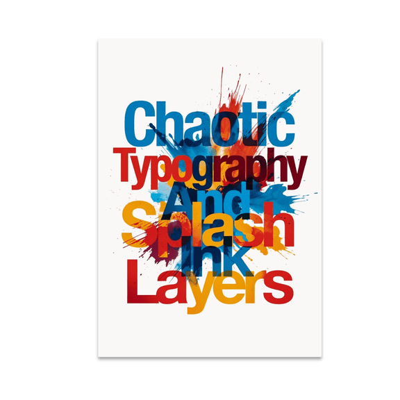 Chaotic Typography And Splash Ink Layers - Art Enthusiast - 13x19 Poster Print