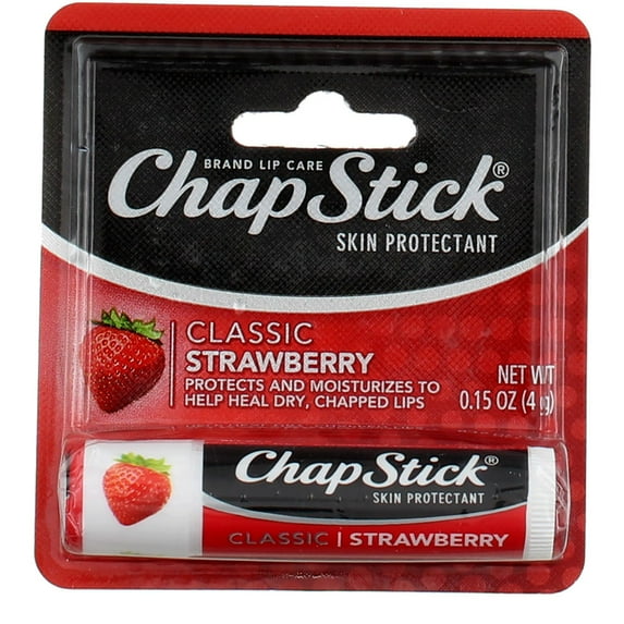 Chap Stick Skin Protectant Classic Strawberry for Lips, Lip Balm, 0.15 Oz, 3 Pack