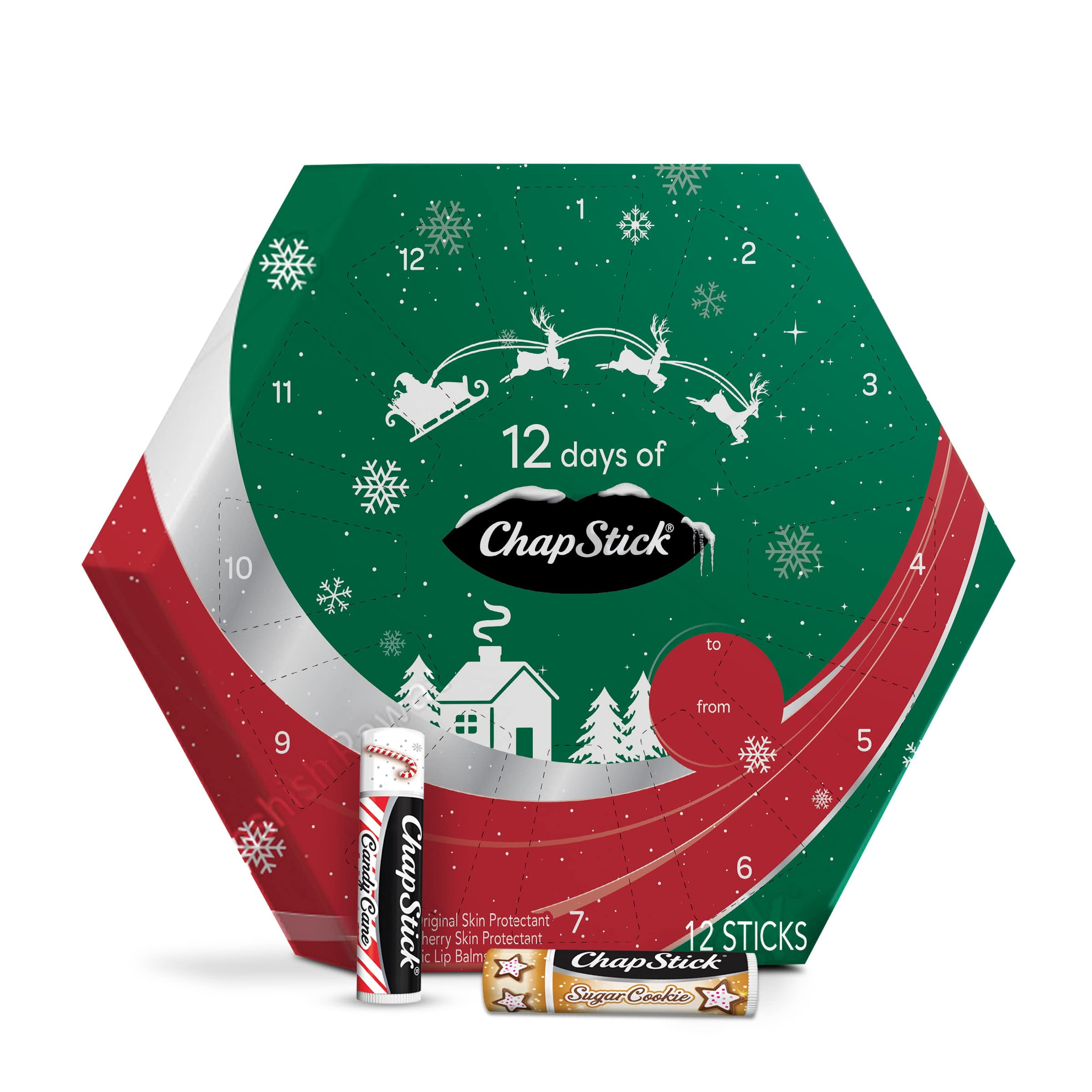 ChapStick 12 Days Holiday Advent Calendar Lip Balm Gift Set, Lip Care
