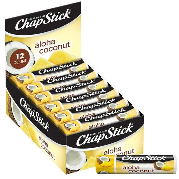 ChapStick Bulk Lip Balm, Aloha Coconut, 12-Pack  Luscious & Tropical Lip Moisturizer, 0.15 Ea