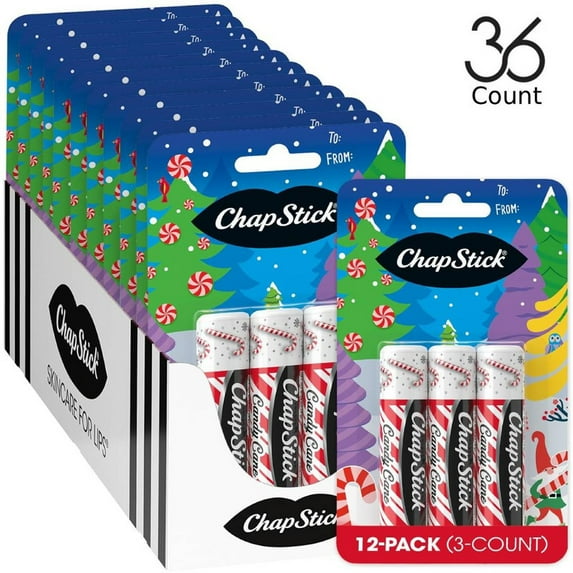 ChapStick Bulk Lip Balm, Candy Cane, 36-Count (12 Packs of 3) - 0.15 Oz Ea