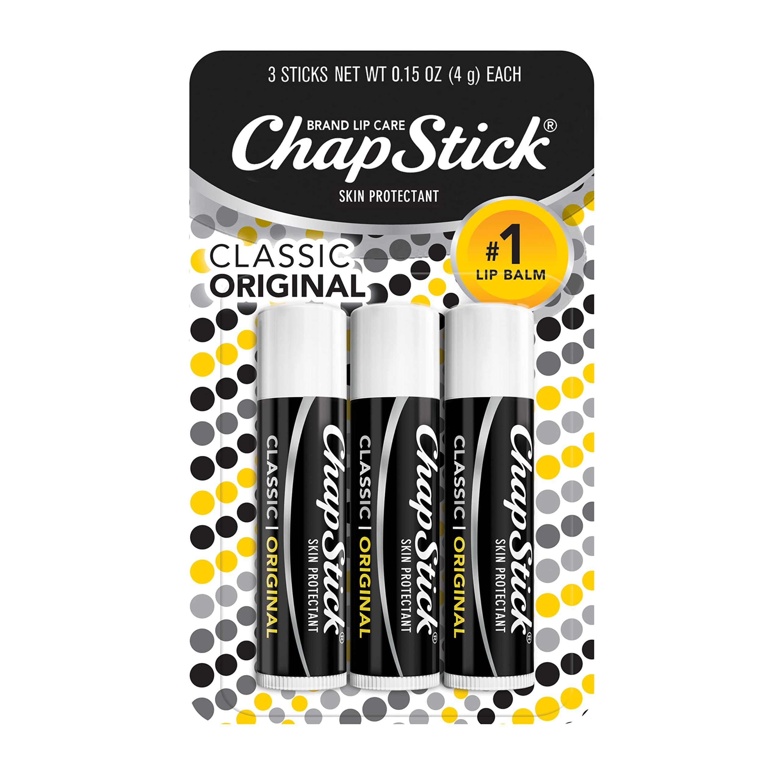 Chapstick Classic Original Lip Balm Tubes Lip Care 0.15 Oz Pack Of 3