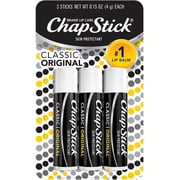 ChapStick Classic Regular Flavor, 0.15 Ounce, 3 Sticks Lip Balm Tube, Skin Protectant, Lip Care Pack of 2