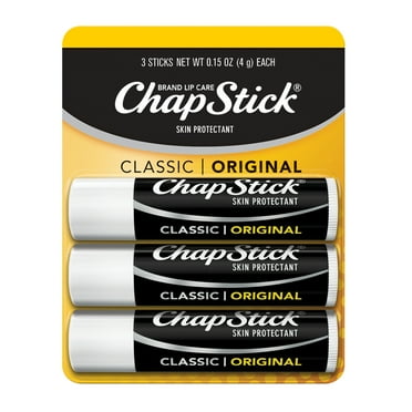 ChapStick Classic Skin Protectant Flavored Lip Balm Tube, Original Flavor, 0.15 oz, 3 Pack