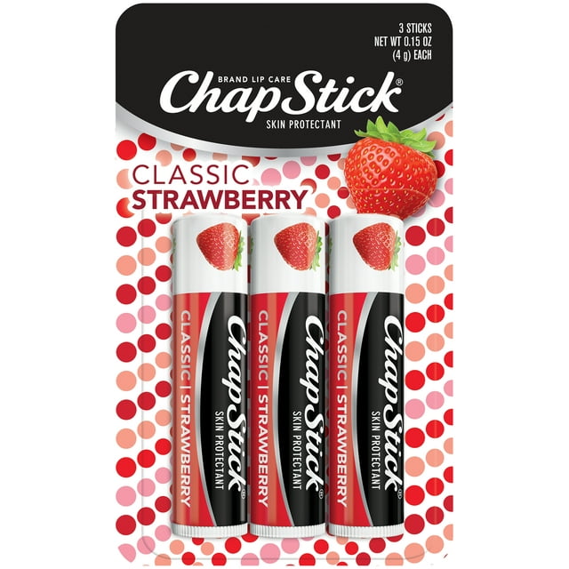 ChapStick Classic Strawberry Lip Balm Tubes - 0.15 oz (Pack of 3)