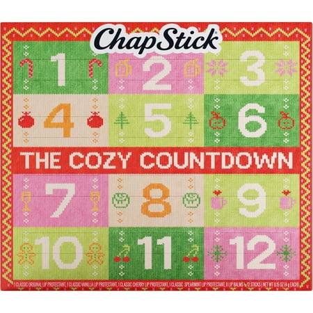 ChapStick Lip Balm Advent Calendar, Cozy Countdown 12-Pack, 0.15 Oz Ea