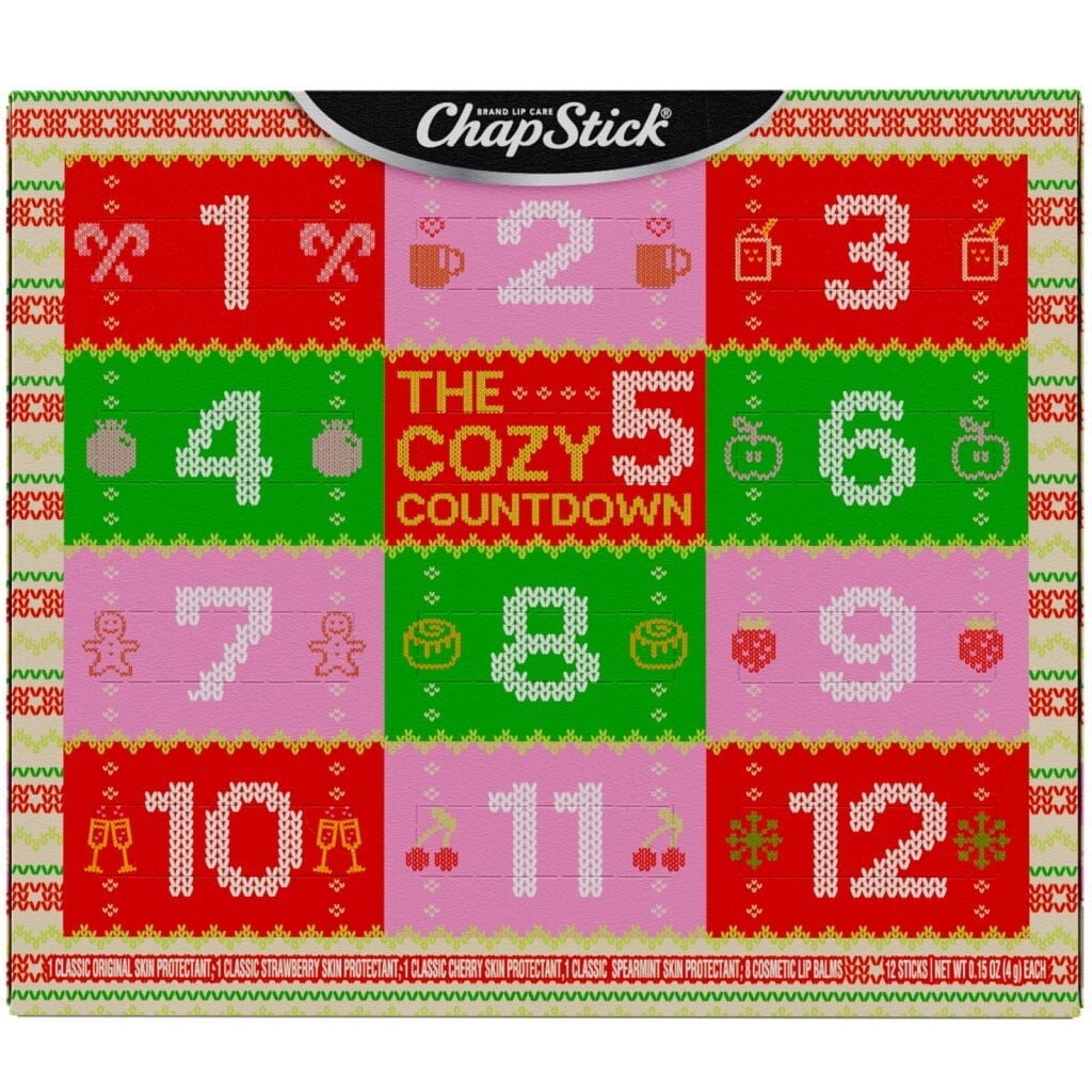 ChapStick Cozy Countdown Holiday Lip Balms 12-Pack, Advent Calendar ...