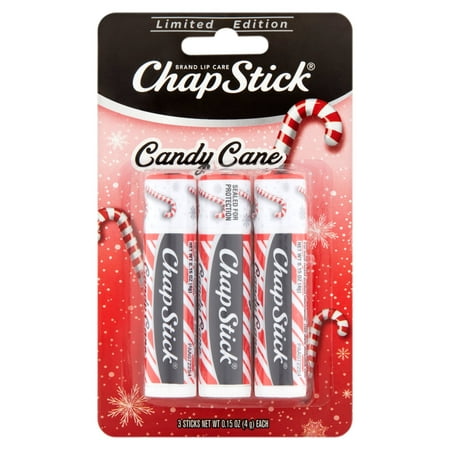 ChapStick Hydrating Limited Edition Holiday Collection Lip Balm, Candy Cane, 3 Pack