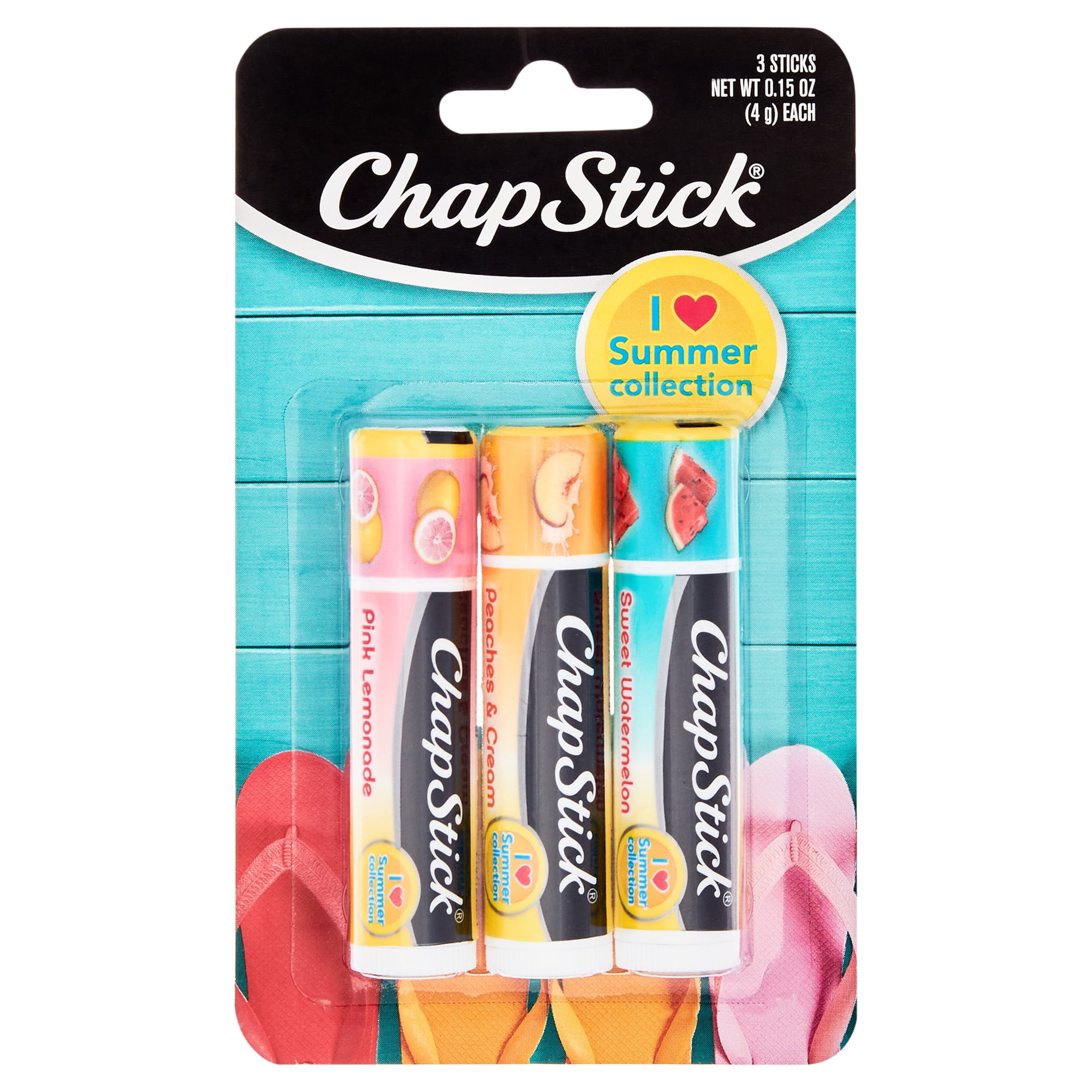 Chapstick Lip Balm, I Love Summer Collection - 3 pack, 0.15 oz sticks